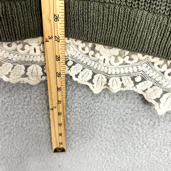 Pins & Needles Anthro Tunic Sweater Women Small Green Lace Trim Boho Grunge 90s - Picture 4 of 6